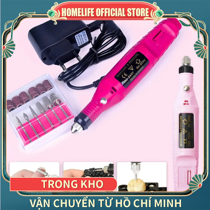 Máy mài móng mini - máy dũa móng tặng kèm bộ 6 đầu mài,Máy Mài Móng Nail Mini Dùng Dũa