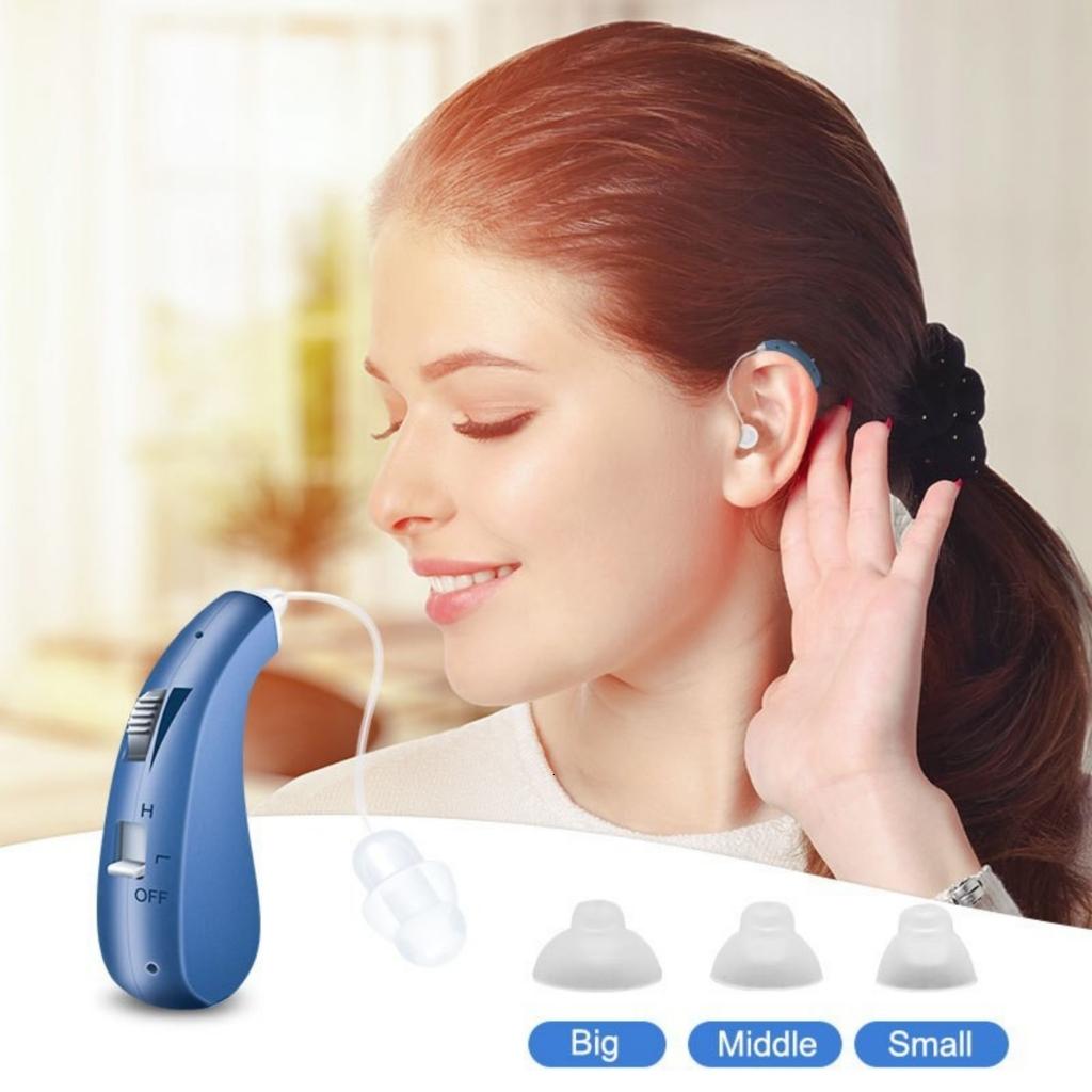 Trợ thính có thể sạc lại máy trợ thính kỹ thuật số khuếch đại cho người cao tuổi và người lớn Ergonomic hỗ trợ thính cho sử dụng thường nhật