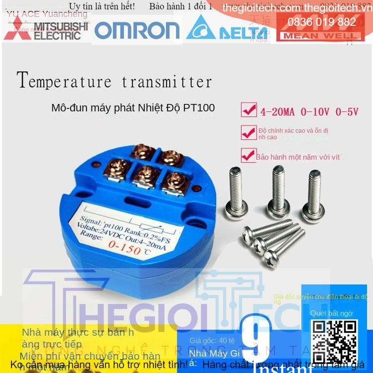 Mô đun Bộ Chuyển Đổi tín hiệu Cảm Biến Nhiệt Độ Điện Trở RTD PT100 4-20mA - 0-10V