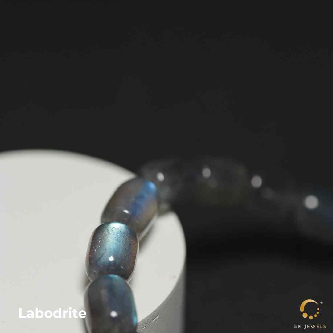 Colorful Labodrite Barrel Bead Bracelet 8-8.8mm+-