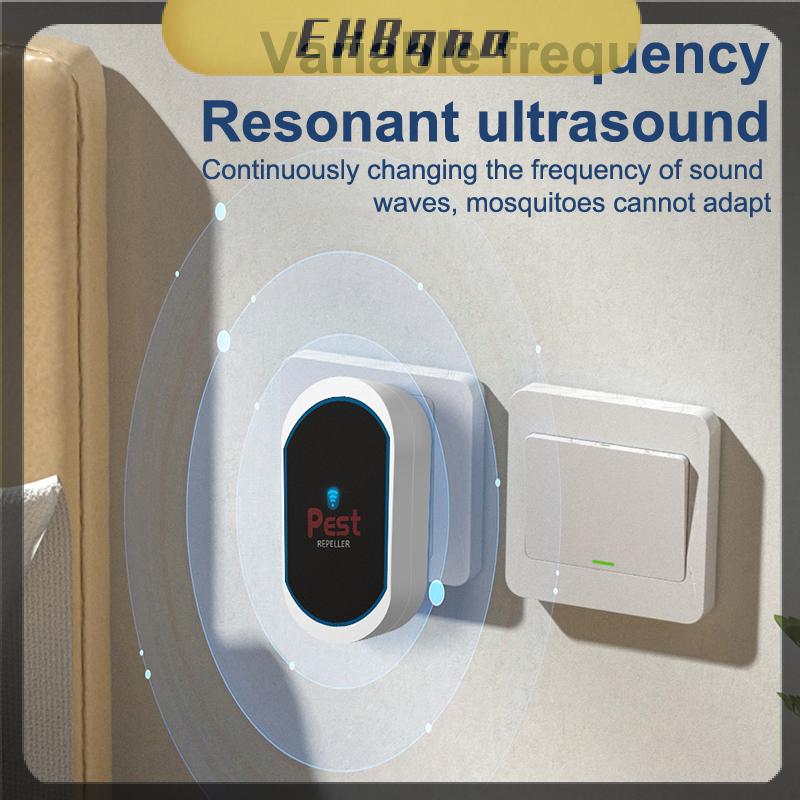 EHBqna เครื่องไล่ยุงอัลตราโซนิค, เครื่องไล่แมลงสาบและแมลงปลั๊กแบบ US EU UK ไม่มีเสียงรบกวนและรังสี ราคา 67 บาท*ส่งฟรี