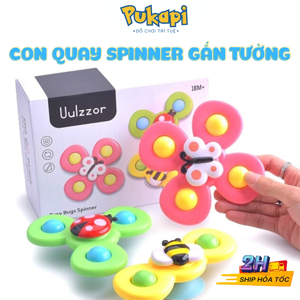 Set 3 đồ chơi con quay spinner con quay spinner con quay gắn tường đồ chơi chong chóng dính tường cho bé pukapi