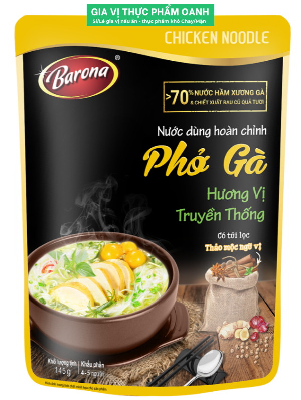 (Hộp 10)Nước dùng hoàn chỉnh Phở gà Barona 145gr