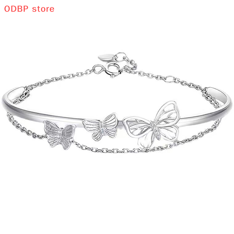 ODBP Ngọt Ngào Tua Bướm Vòng Đeo Tay Cho Phụ Nữ Cô Gái Phong Cách Ins Thiết Kế Nhỏ Nửa Vòng Đeo Tay Nửa Chuỗi Bangle Wedding Party Tuyên Bố Đồ Trang Sức Quà Tặng
