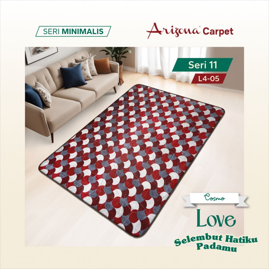[190x270cm] Arizona Carpet Cosmo Love Karpet Busa Malaysia Motif Minimalis
