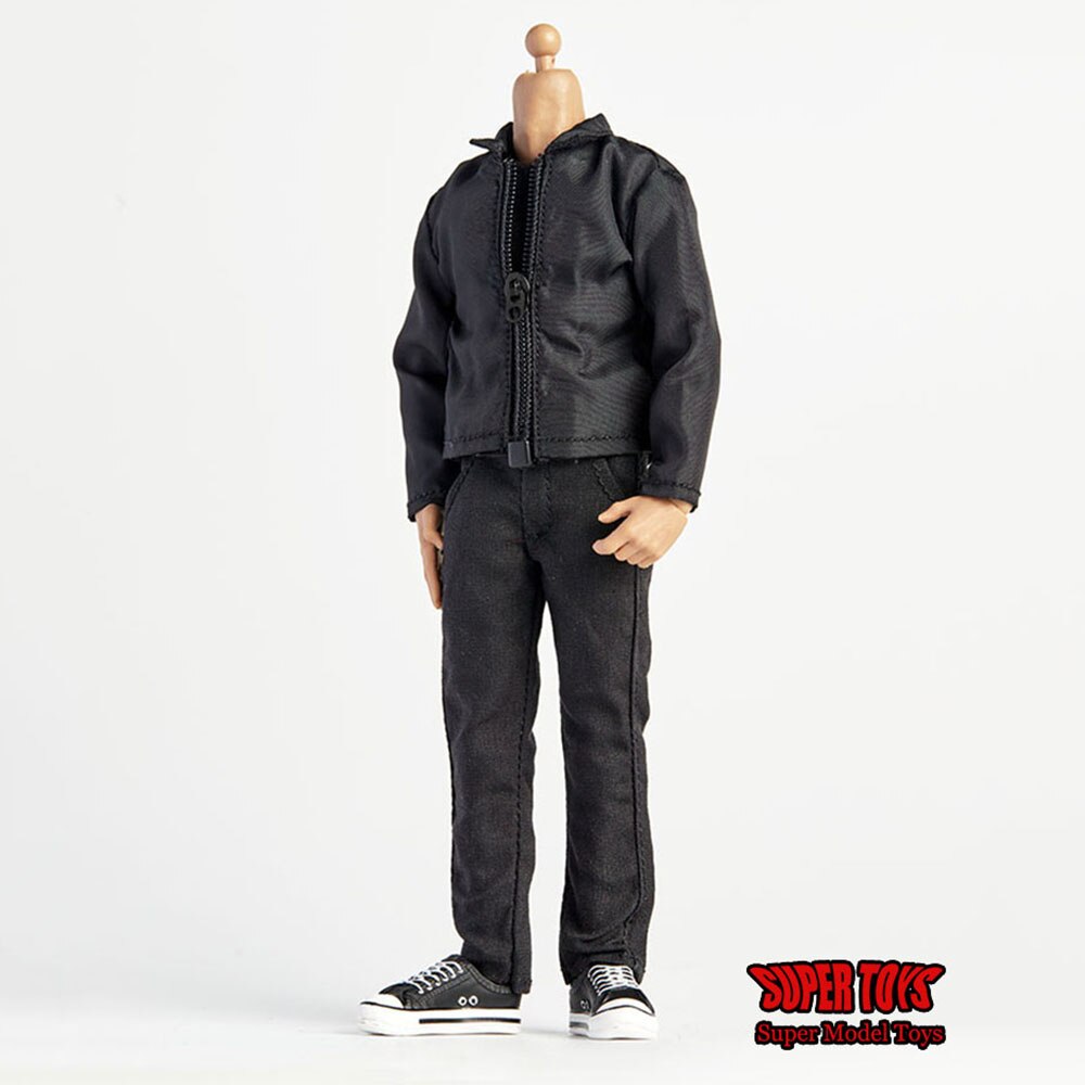 3 chiếc / bộ 1/12 Scale Zipper Leisure Jacket Coat Vest Straight Jeans Pant For 6 "Male Solider Action Figure