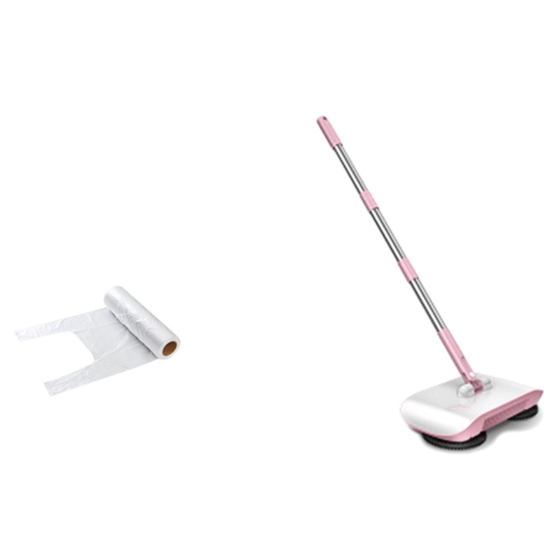 1x Sweeper Broom Dustpan Handheld Dust Collector Carpet Floor Cleaners-Pink & Small 100PCS Plastic Fresh-Keeping Bags