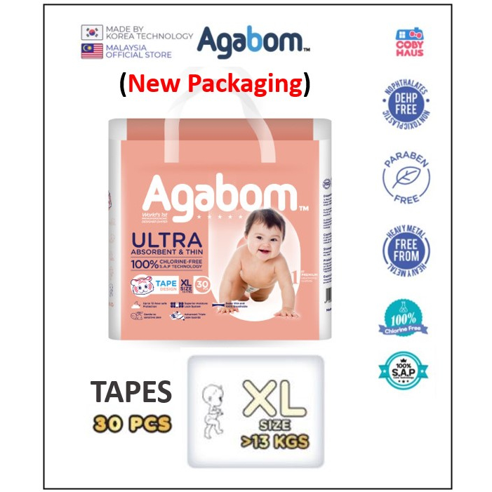 Agabom Ergonomic Baby Comfy Diapers - Tape / Pants (NB/S/M/L/XL/XXL)/ Baby Wipes/Feather Soft Moisturizing Tissue