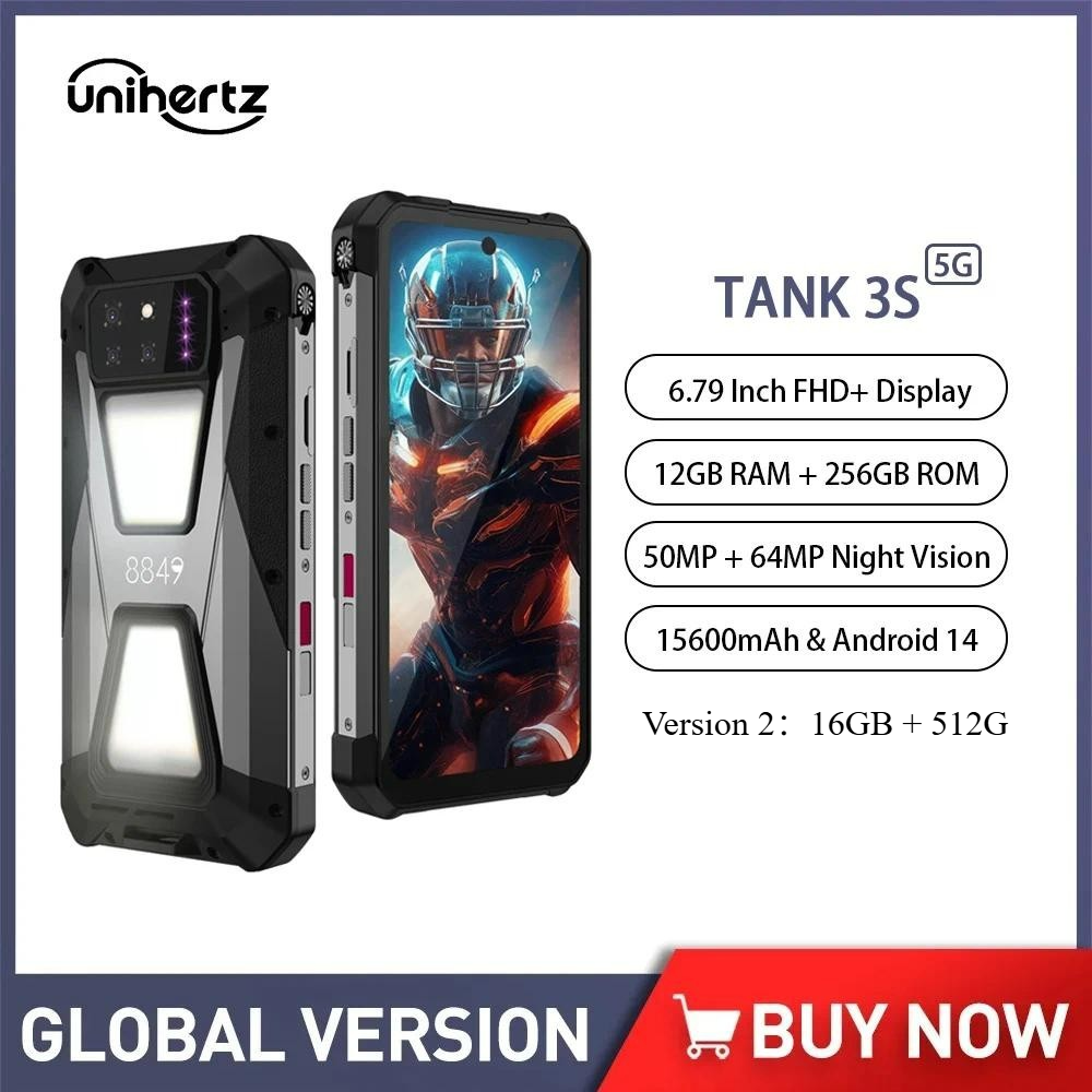 【Official shop】Unihertz tank 3S 5G Rugged Phone with Projector 12GB RAM 256GB ROM Smartphone Android 14 15600mAh 64MP Night Vision 66W NFC ราคา 19,800 บาท*ส่งฟรี