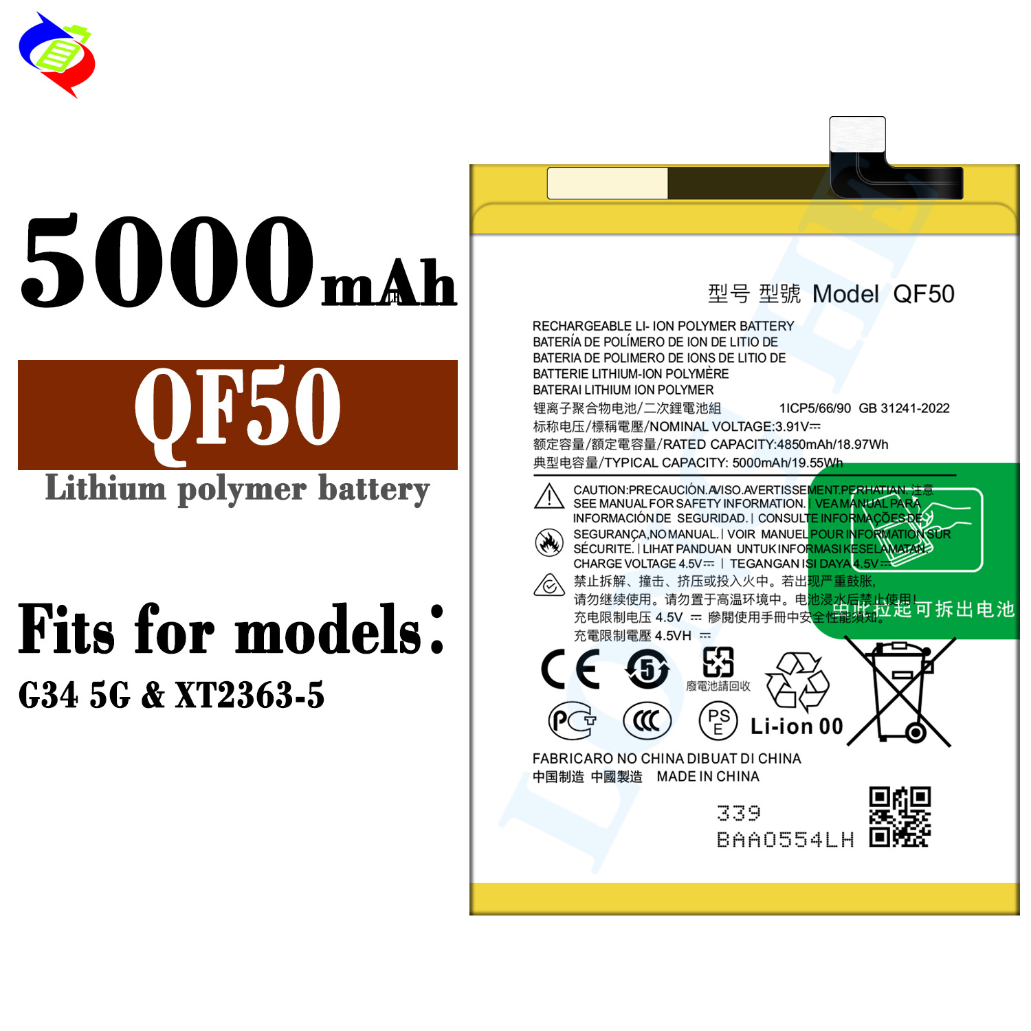 Motorola G34 5G/G04/G24/XT2363-5 QF50 5000Mah Original Mobile Phone Built in battery