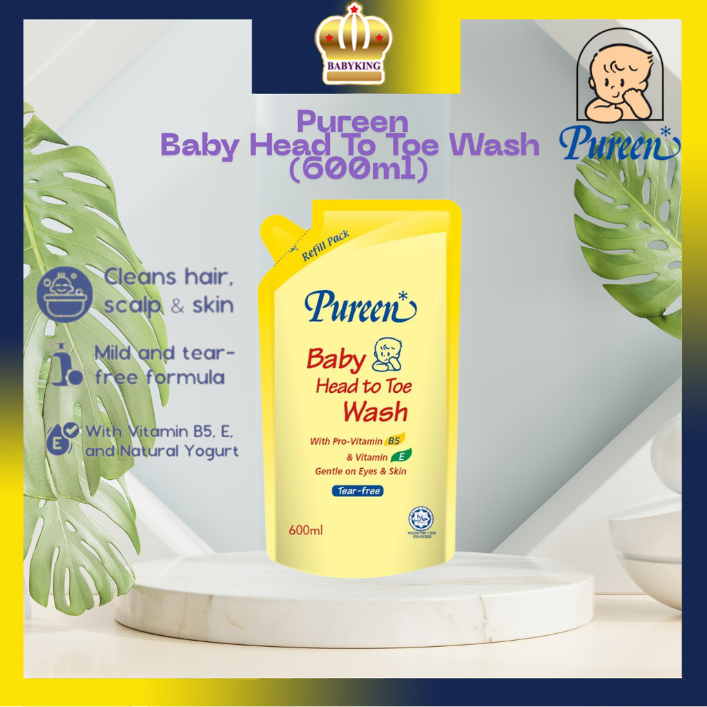 Original Pureen Baby Head to Toe Wash (600ml) - Refill Pack Sabun Mandi Bayi