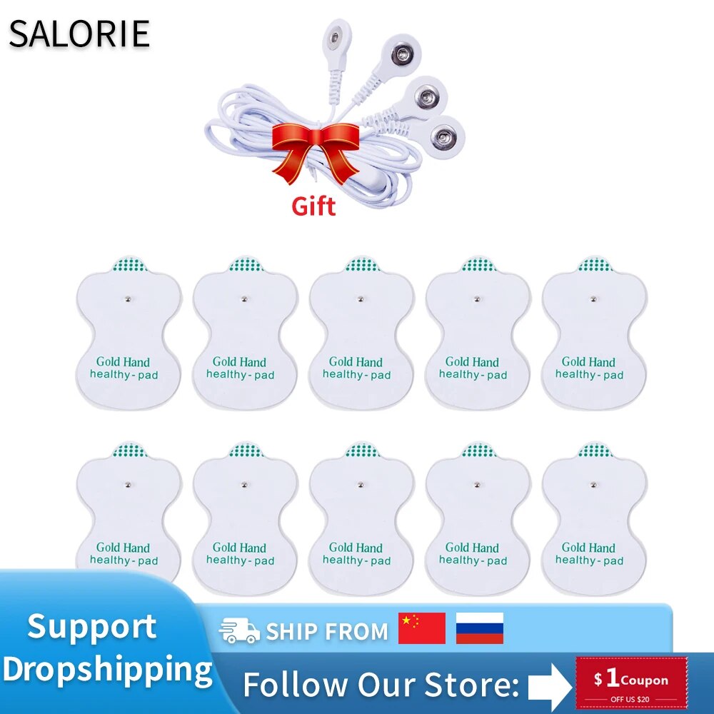 【Bestseller Alert】 10pcs Tens Electrode Pads 1pcs Cable For Tens Unit Muscle Digital Therapy Machine Massager Health Care
