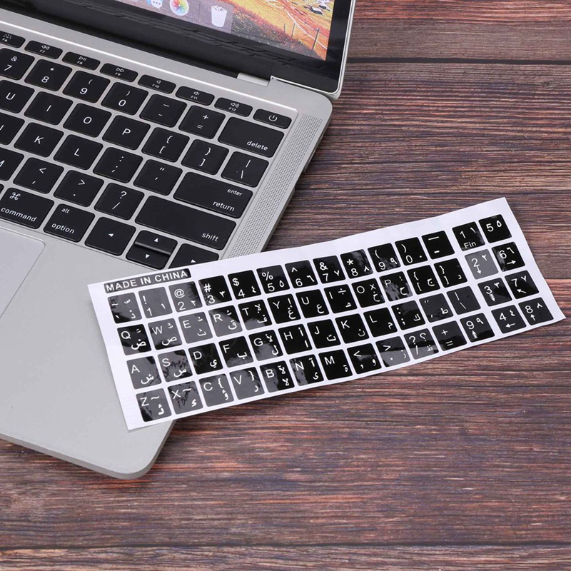 10X White Letters Arabic English Keyboard Sticker Decal Black for Laptop PC