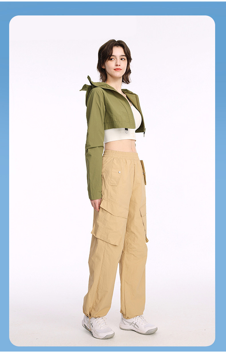Ohsunny Cargo Pants Multi Pockets Women's Sunscreen High Waisted Wide Leg Casual Trousers Hiphop Street Tide UPF50+ · v2