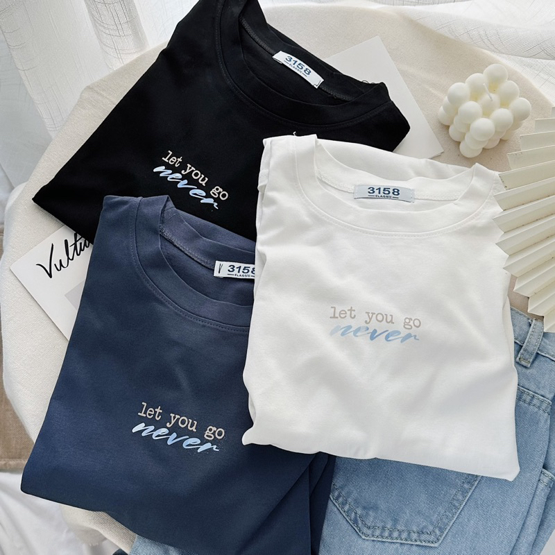 Áo thun 3158 chất cotton khô thoáng mát, form rộng tay lỡ let you go freesize < 60kg