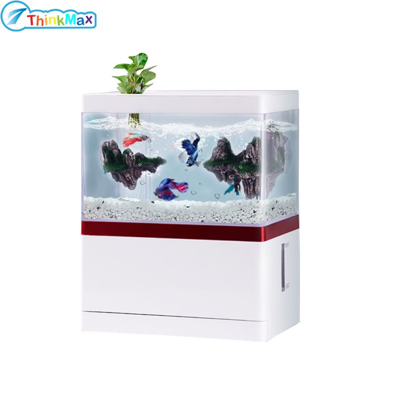 Fish Tank Aquarium With Bottom Compartments, Small Ecological Betta Tank, Desktop Mini Fish Tank, Acrylic Transparent Aquarium, Ultra Quiet Desktop Decoration For Office ราคา 844 บาท*ส่งฟรี