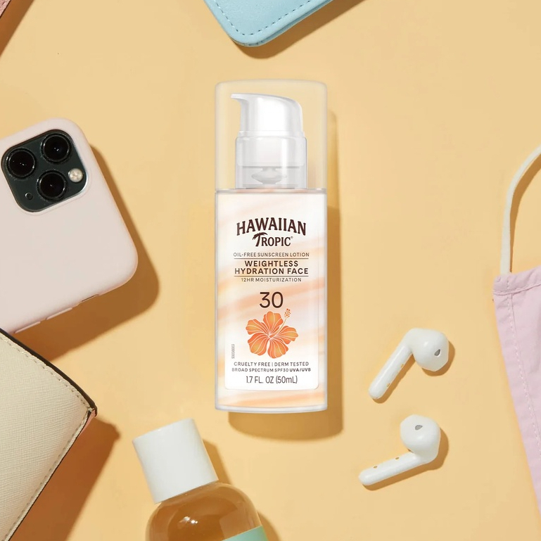 Lotion Chống Nắng Cho Da Dầu Weightless Hawaiian Tropical Face SPF 30 50ml - - Ngăn ngừa tác hại của ánh nắng mặt trời - Ngăn chặn lão hoá sớm - Không chứa dầu, không làm tắc ngẽn lỗ chân lông - Có cấp ẩm suốt 12 giờ
