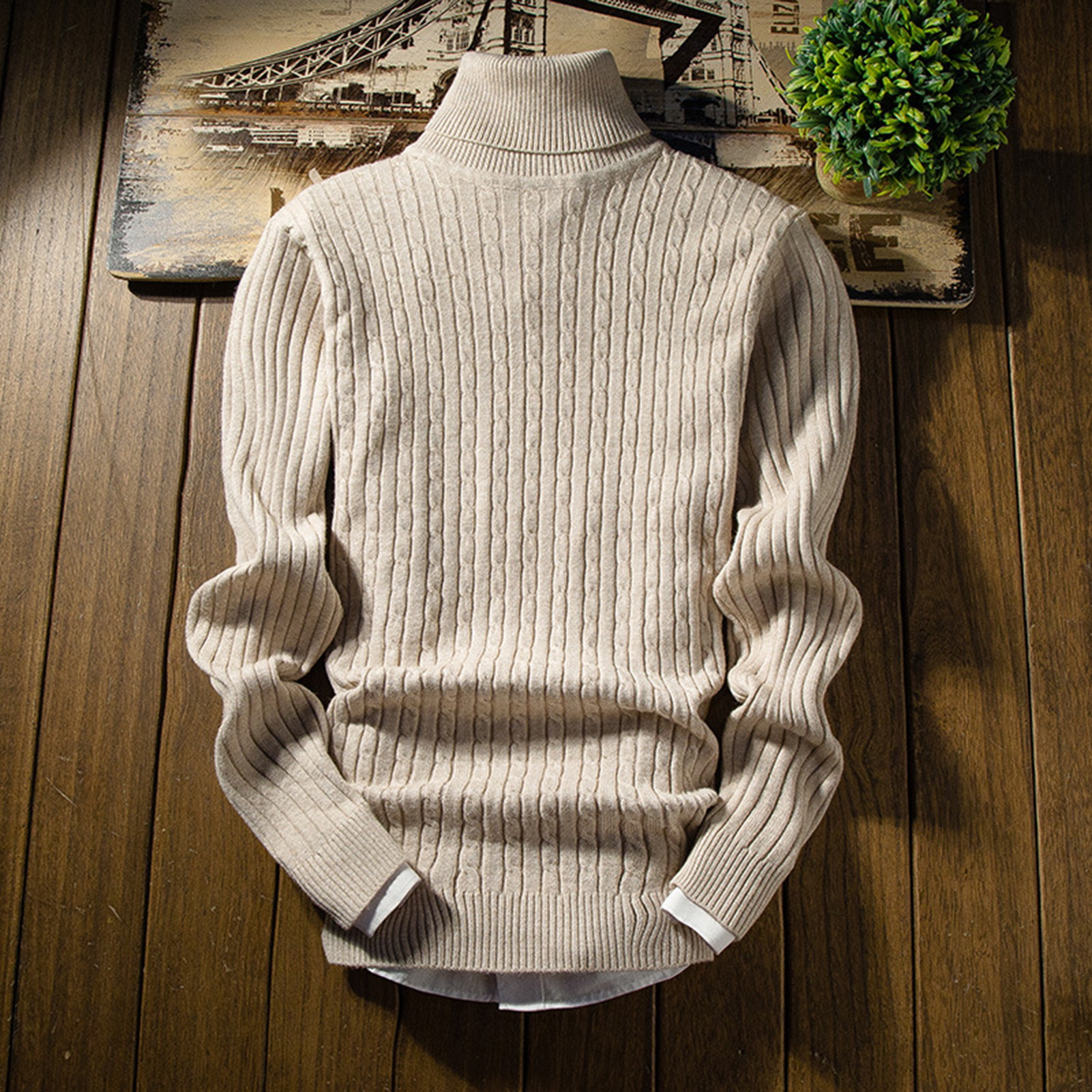 SR ® Herren-Langarmpullover, elastischer Pullover, gemütlicher Herren-Pullover mit hohem Kragen, weicher, warmer Strick für Herbst und Winter, kleiner als 617_voghion.com