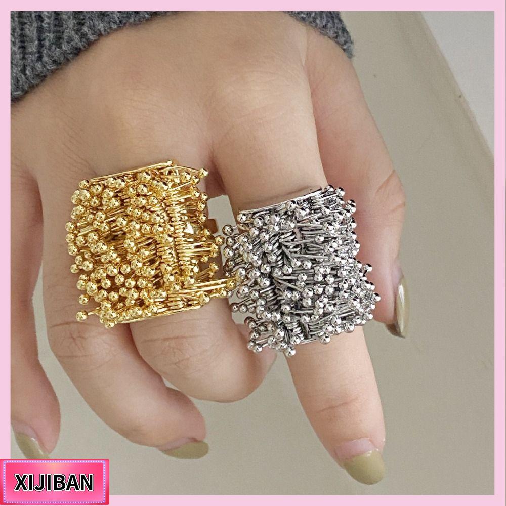 XIJIBAN Hình dạng hình học Nhẫn hở ngón trỏ Thiết kế pháo hoa Phong cách Chunky Nhẫn hở Retro Thiết kế phóng đại Trang sức thời thượng Dành cho phụ nữ