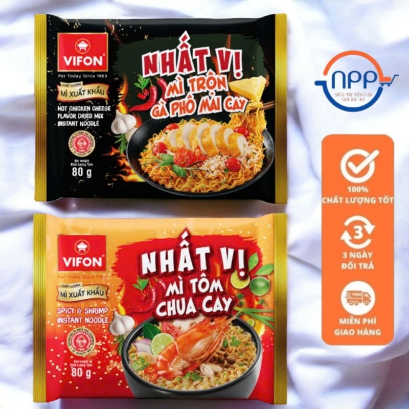 Mì Nhất Vị Chua Cay, Mì Trộn Gà Phô Mai Cay Vifon Gói 80g