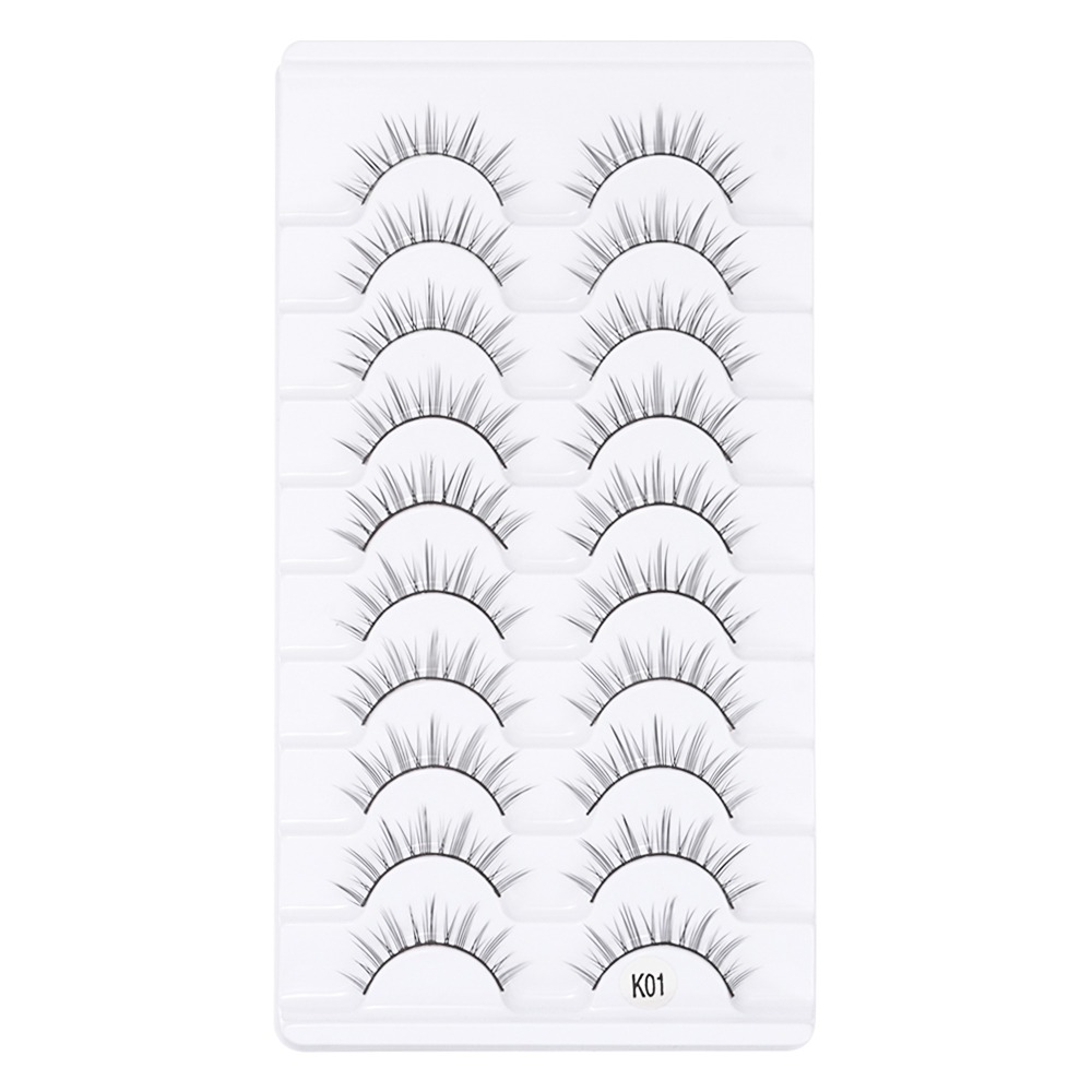ALLEYDG 10 Pairs Natrual Long Lông mi giả Dải toàn bộ Thủ công Lông mi giả lông chồn 3D Thời trang nữ Không độc hại Dụng cụ trang điểm mắt Nối mi - 6