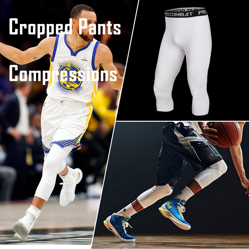 Men One Leg Compression Tights Pants Stretch Athletic Basketball