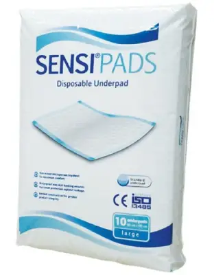 SENSI Underpads (2 packs bundle) - 10 Pcs per Pack - 60cm x 90cm - Diamond embossed topsheet for pad stability and faster absorption