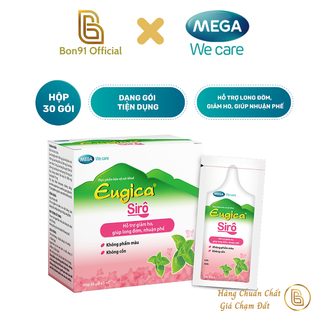 Siro ho Eugica Syrup Mega We Care giúp long đờm giảm ho 30 gói