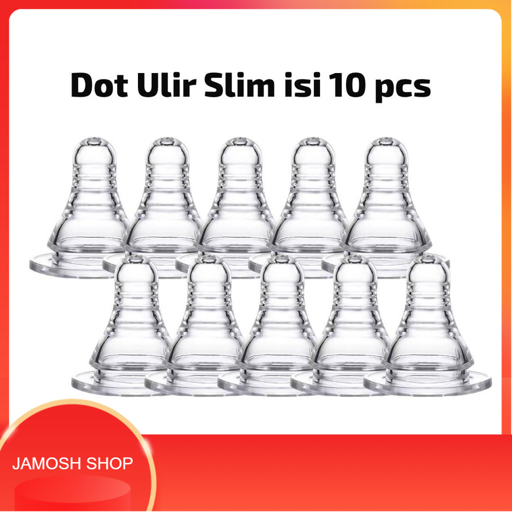 Dot Silikon Ulir Slim isi 10/DOT Pengganti BPA FREE Peristaltic Plus Stardard Slim Neck Nipple Ulir 3.7cm untuk Segala Merk