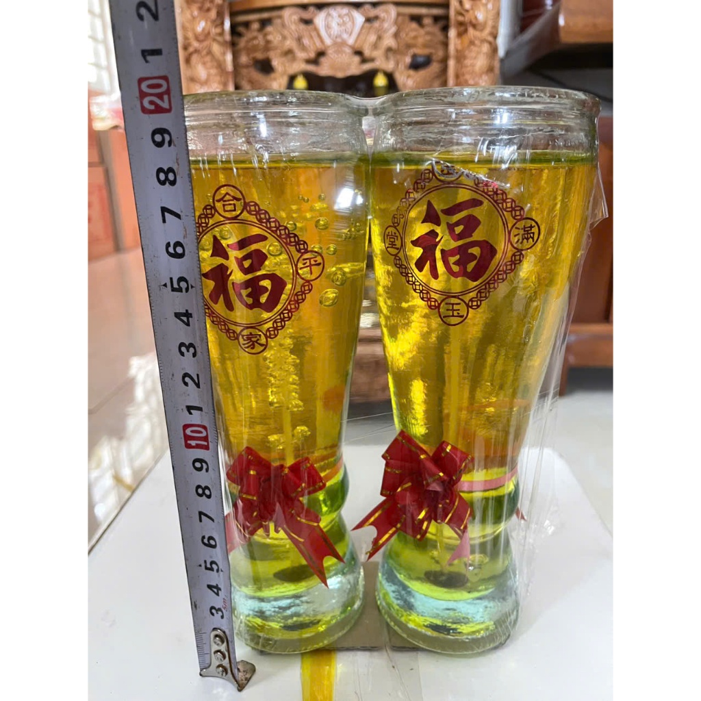 Cặp Đèn Cầy Ly  Cúng Nơ Đại(Lớn) Cao 20cm