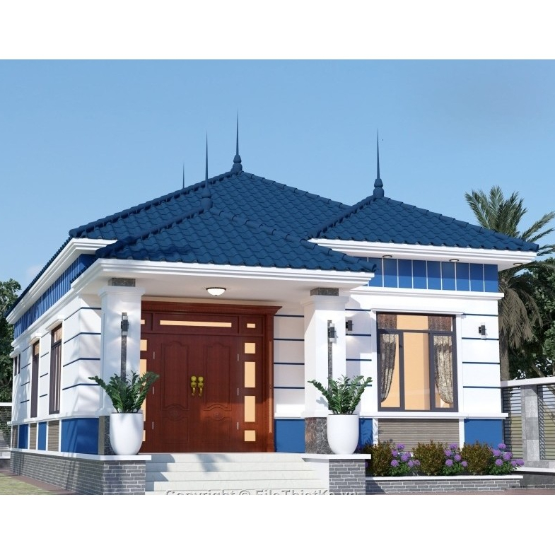 7,5x15m Bản Vẽ Thiết Kế nhà cấp 4 mái Thái siêu đẹp. In Giấy A3, ảnh 3D màu, Kiến Trúc, Kết Cấu, Chiếu sáng.