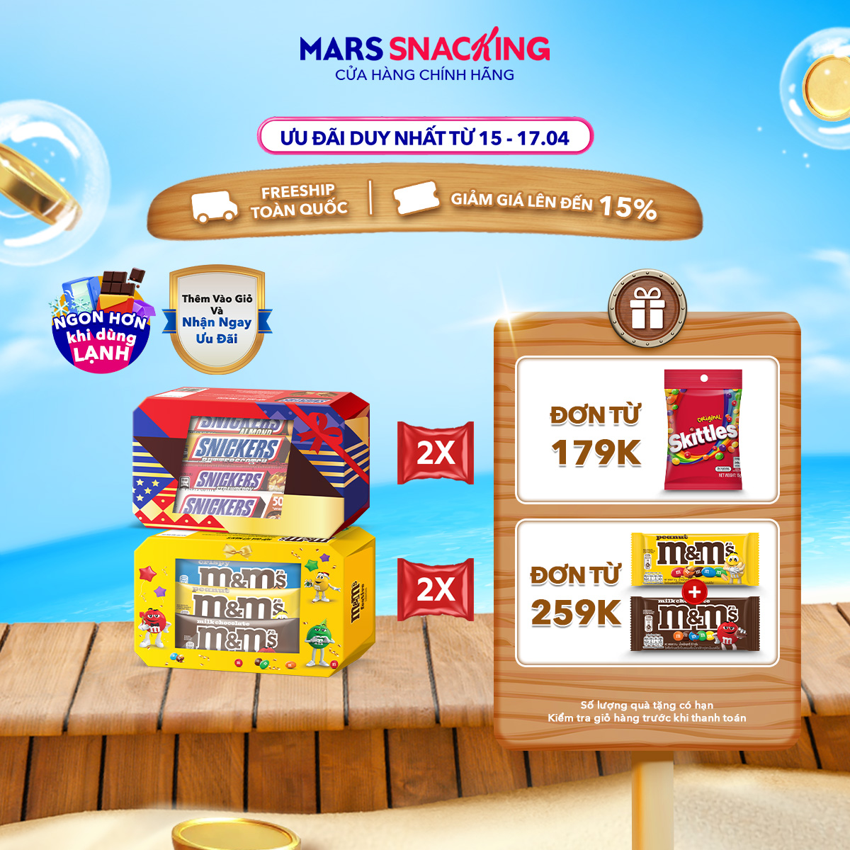 Combo gồm 2 hộp socola Snickers 4vị 171g + 2 hộp socola MM’s mix sữa,đậu phộng,crispy 104g