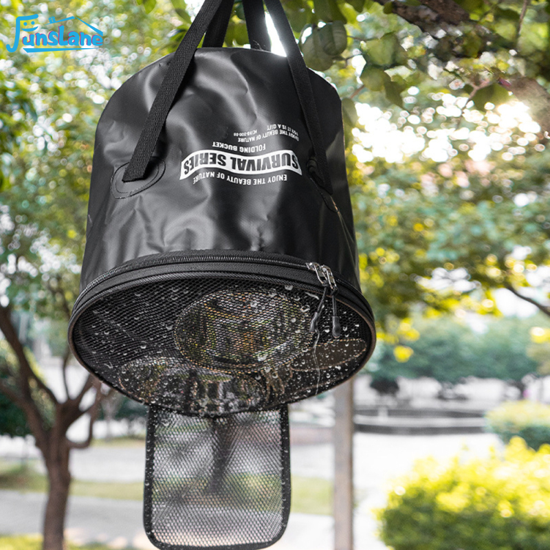 FunsLane Collapsible Bucket, 22L Collapsible Bucket Camping Water Bucket, Folding Storage Container With Handle For Camping, Hiking, Fishing, Car Washing Bucket ราคา 421 บาท*ส่งฟรี