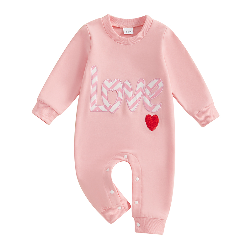 nikit Baby Girls Valentines Romper Casual Letter Heart Embroidery Long Sleeve Jumpsuits for Toddler Fashion Clothes ราคา  208 บาท*ส่งฟรี