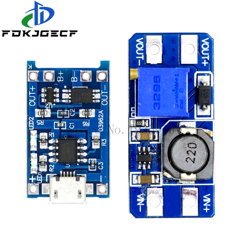 5 cái micro usb 5v 1a 18650 tp4056 bộ sạc pin lithium mô-đun bảng sạc với bảo vệ mt3608 2a dc-dc bộ chuyển đổi tăng áp mạch tích hợp