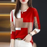 XANLYSHE เสื้อผ้าแฟชั่นใหม่สำหรับผู้หญิง แขนยาว คอจีน ลายสีตัดกัน ใส่สบาย เด่นทันสมัย ฤดูใบไม้ผลิ