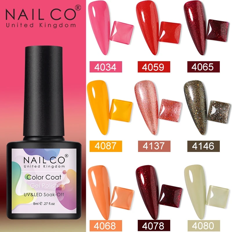 NAILCO 8ml Gel Color Nail Art Varnish Lacquer Glitter Nail Decoration