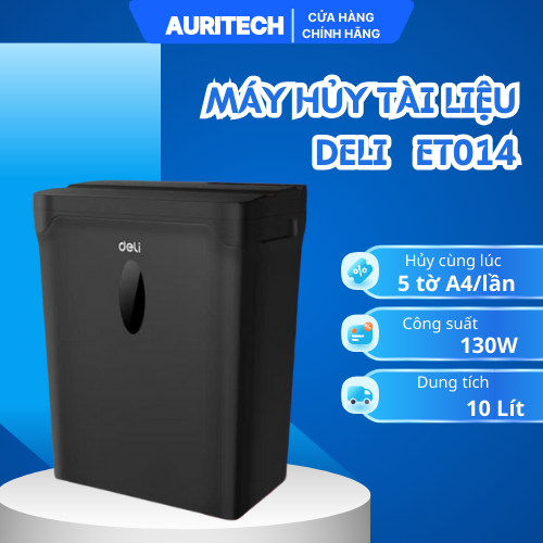 Máy Hủy Tài Liệu Deli 10 lít Dòng ET014 Máy Hủy Băm Giấy Card CD Bảo Mật Tài Liệu Giấy Tờ Cho Văn Phòng