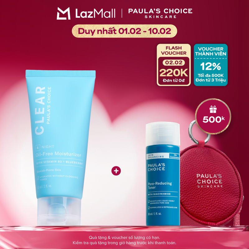 Kem Dưỡng ẩm dịu nhẹ không chứa dầu dành cho da mụn Paula’s Choice Clear Oil-Free Moisturizer 60ml- 