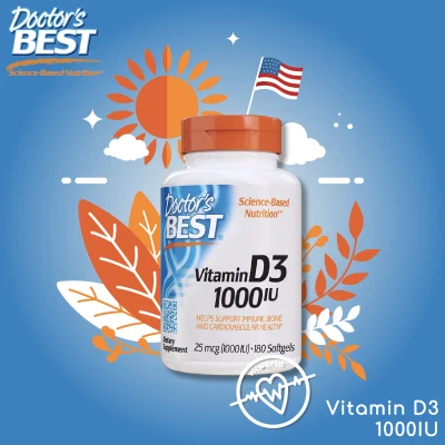 Doctor's Best Vitamin D3 1000 IU, Helps Support Immune, Heart and Bone Health (180 Softgels)
