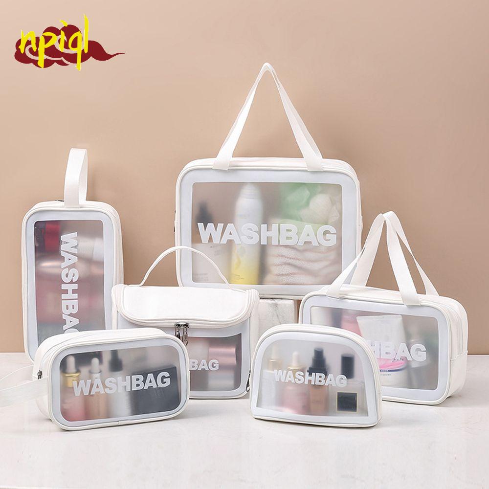 NPIQL Transparent PVC Large-Capacity Waterproof Cosmetic Cases PU Travel