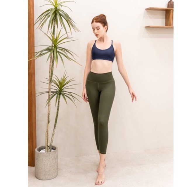 TEWAATETEW Quần lửng tập Yoga thun mịn Xanh dương/rêu Just Feel Free 3422