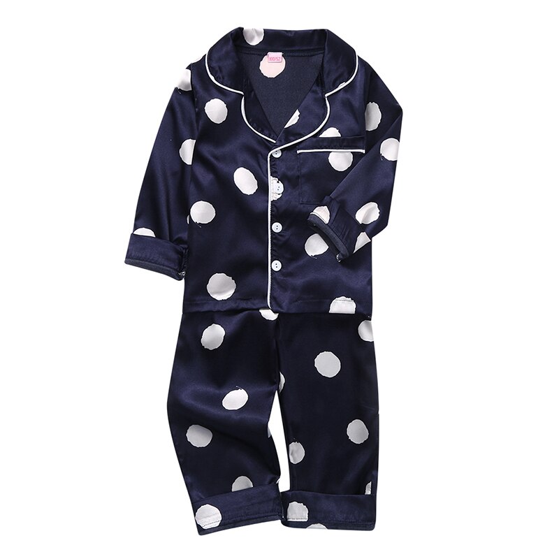 Ready Stock Baby Kids Pajamas Girls Boys Sleepwear Polka Dot Print Set Long Sleeve Button Tops+Pants Pajamas Kids Terno Girls Terno