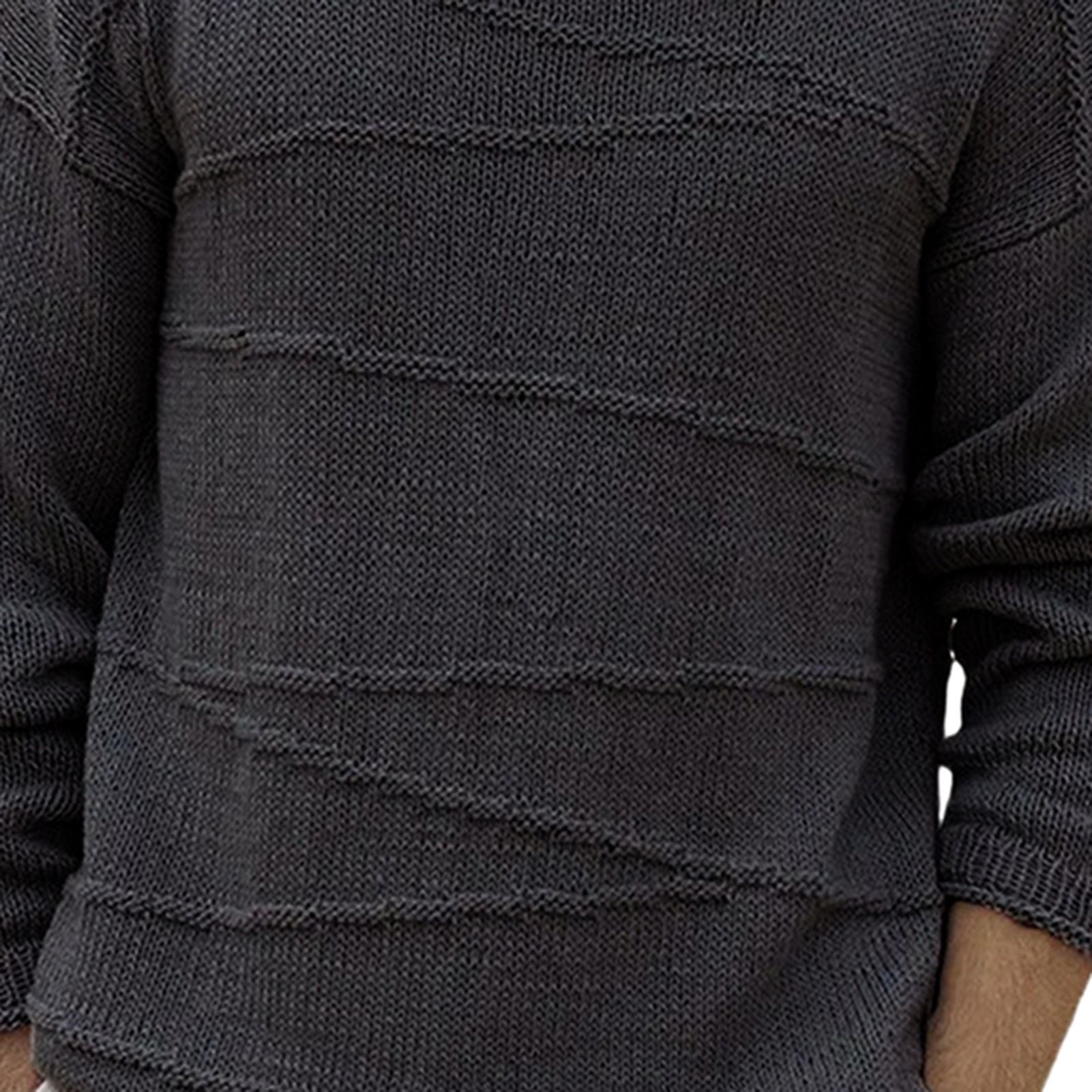 Men Solid Color Sweater Ribbed Cuff Sweater Cozy Men's Winter Sweater Loose Fit Ribbed Cuffs and O-neck Design Perfect771_voghion.com