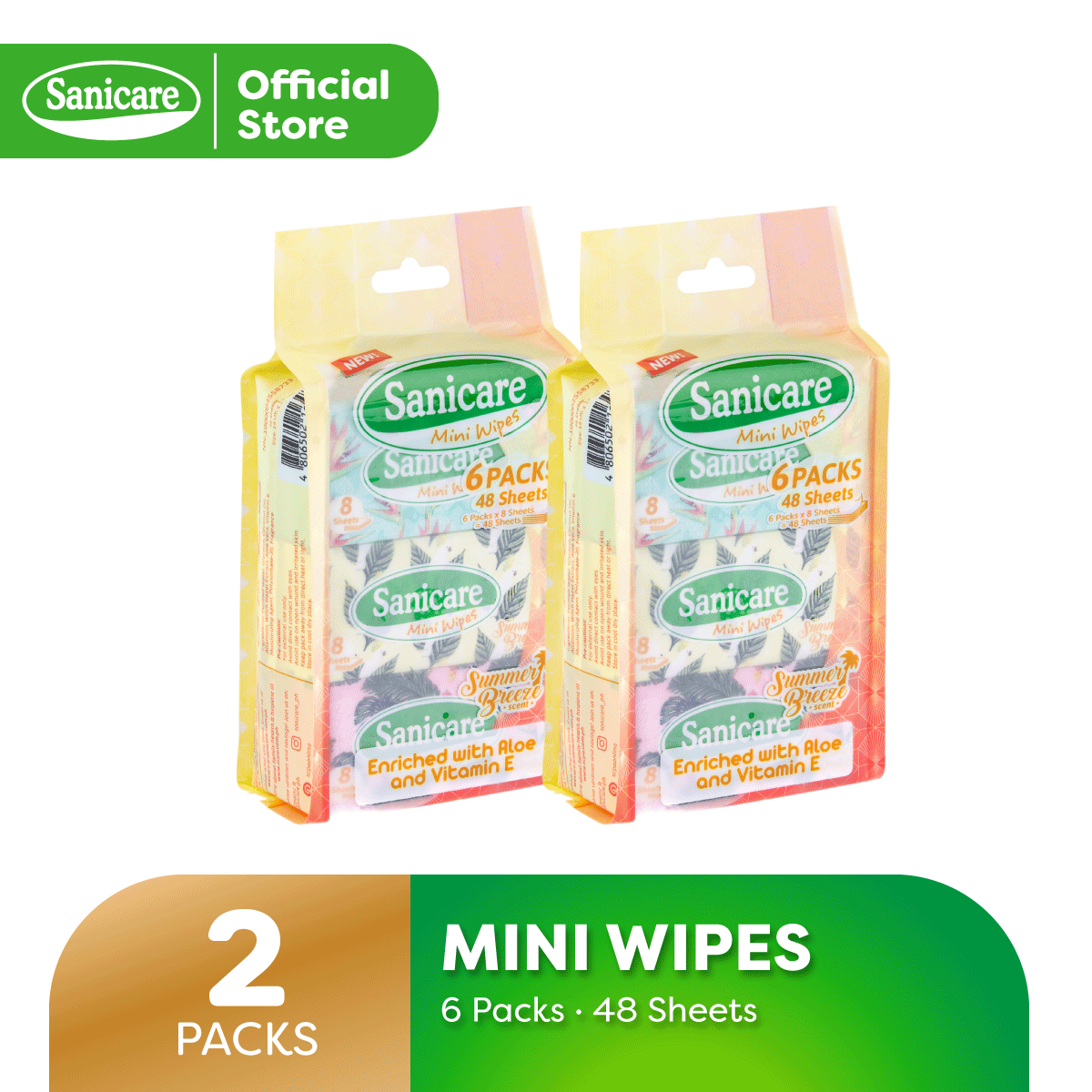 Sanicare Mini Wipes - 48 Sheets (Pack Of 2)