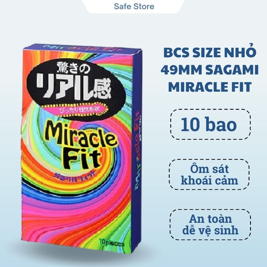 Bao cao su size nhỏ 49mm Sagami Miracle Fit, bcs size nhỏ siêu mỏng kéo dài thời gian quan hệ