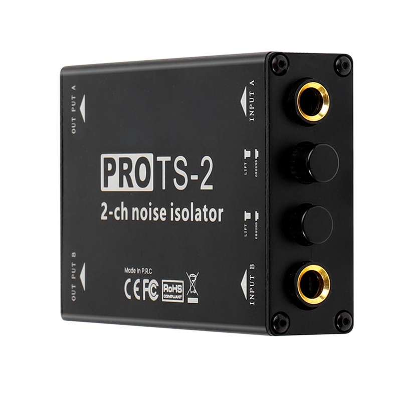 -2 Audio Isolator Dual Channel 1/4inch 6.5 Noise Reduction Filter Noise Eliminating Grounding Ring Isolation