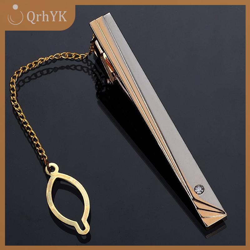 QrhYK Người đàn ông kim loại đơn giản cà vạt khóa vàng bạc màu Tie Bar Clasp kẹp quan hệ pin thời trang đồ trang sức tinh tế cho món quà cưới