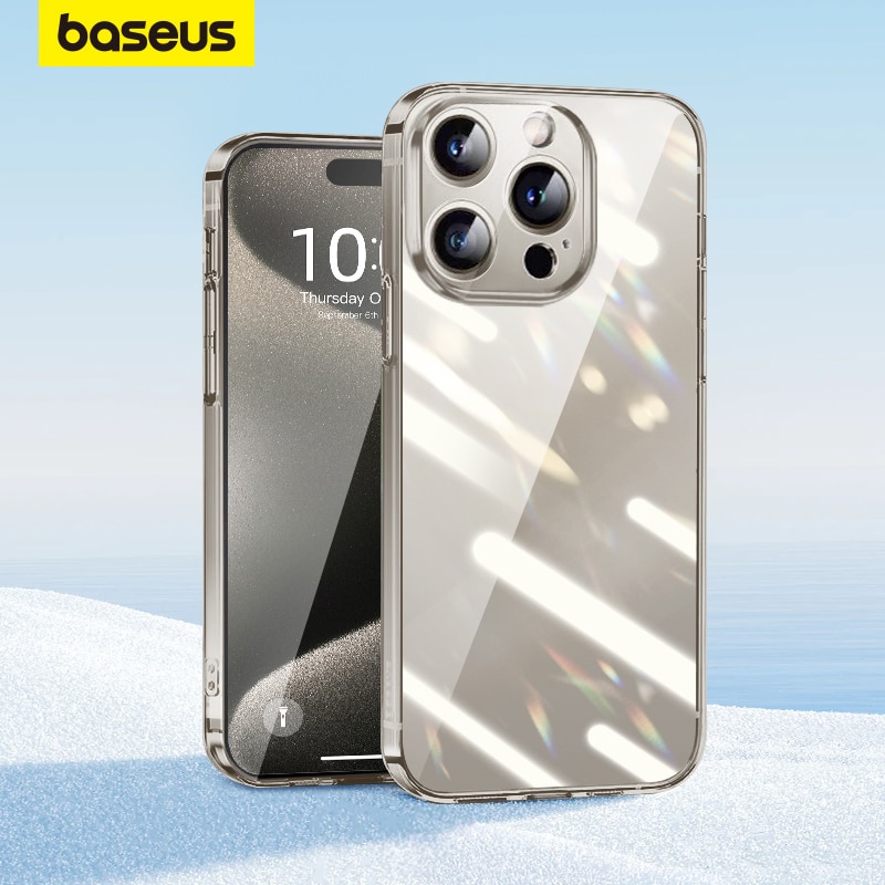 Baseus rõ ràng trường hợp đối với iPhone 15 Pro Max cộng với trường hợp nhựa TPU mềm ống kính đầy đủ trong suốt chống sốc điện thoại procetor cho Iphone 15 Bìa