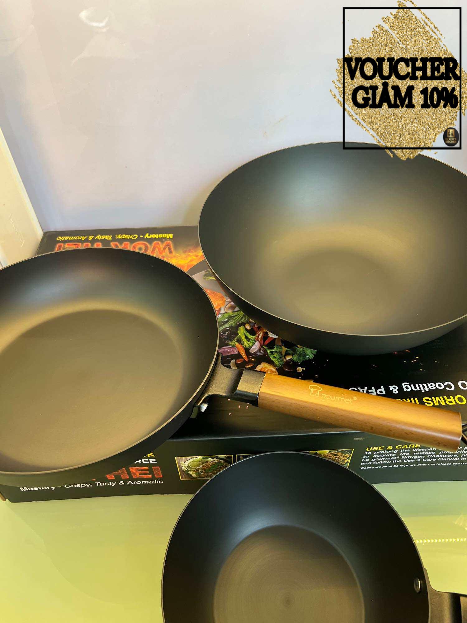 [Dòng mới] Chảo thép siêu bền và nhẹ Hikaru la gourmet lòng sâu 20 cm - lòng cạn 26 cm -lòng sâu 30 cm -dùng được bếp từ